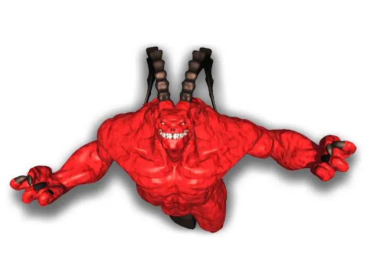 Muscular Red Demon with Horns