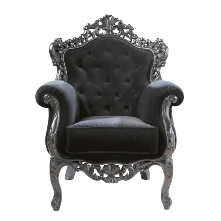 Elegant Black Armchair with Ornate Design