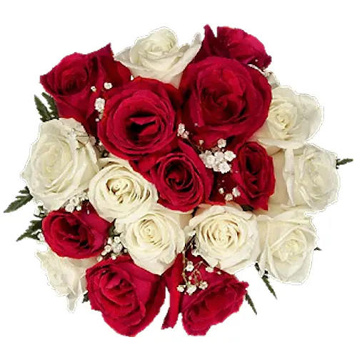 Elegant Red and White Roses Bouquet