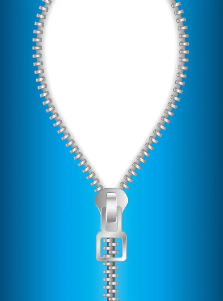 Zipper Opening on Blue Background