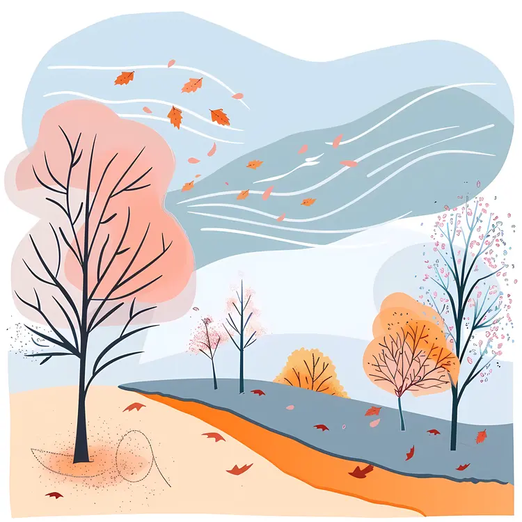 Windy Autumn Day Illustration