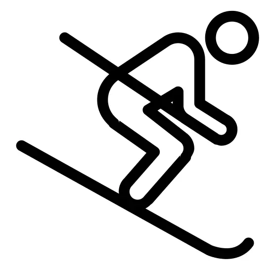 Black and White Skiing Icon