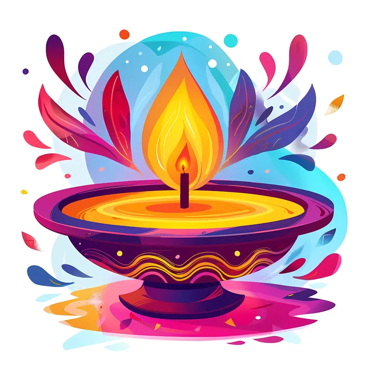 Colorful Oil Lamp for Diwali Celebration
