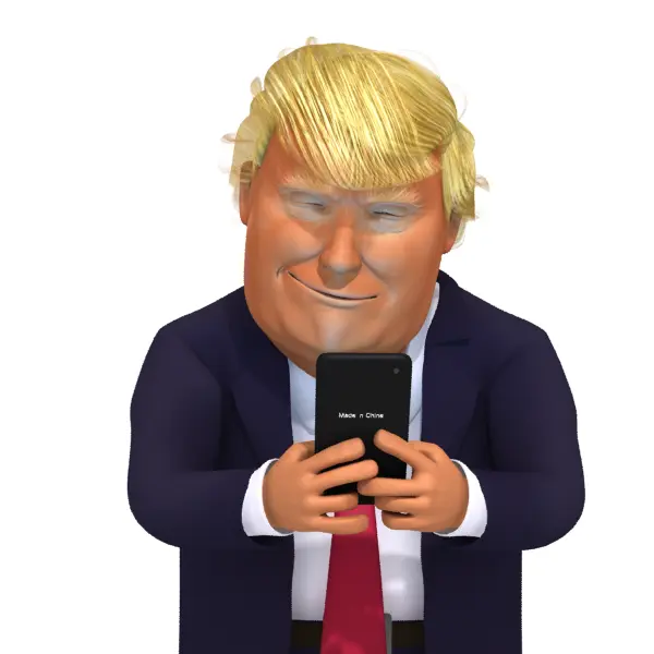 Cartoon Man with Phone in Suit