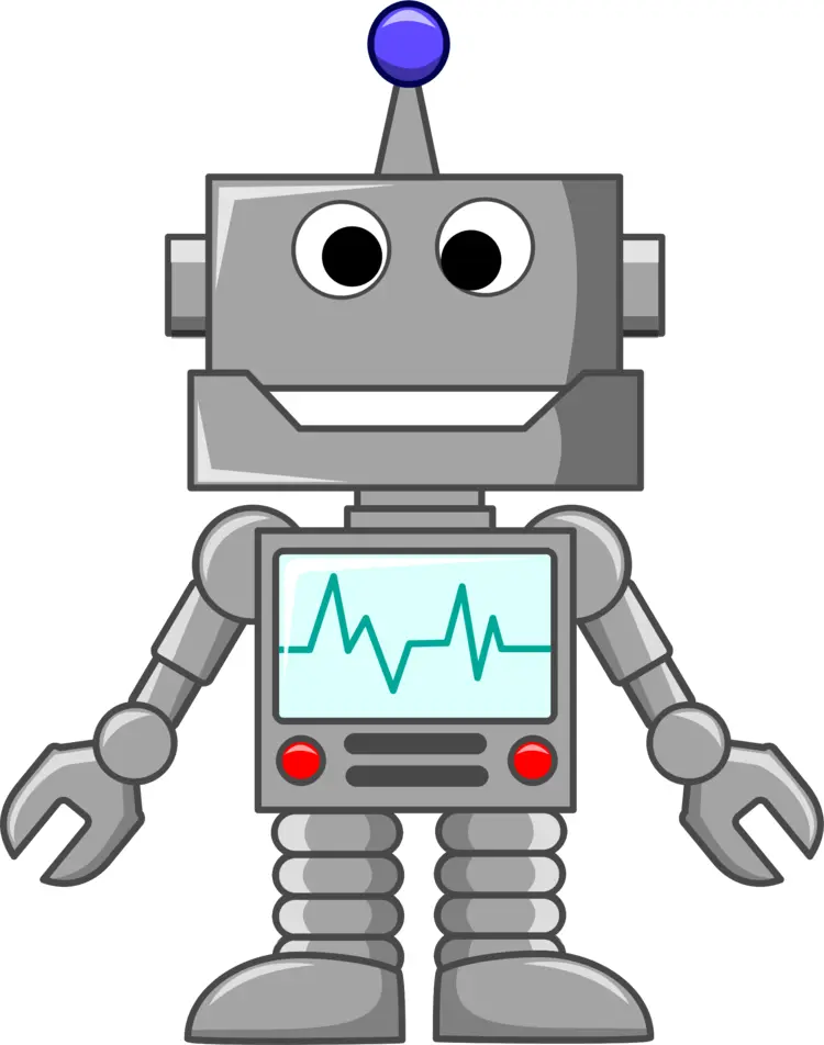 Gray Robot with Heartbeat Monitor