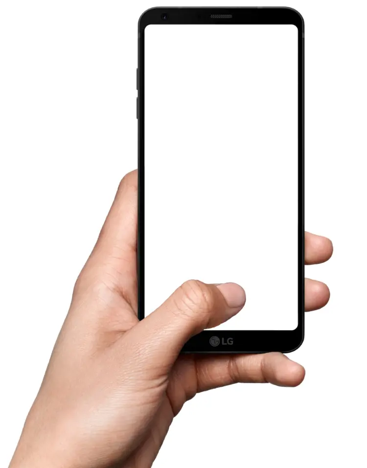 Hand Holding Black Phone with Blank Screen