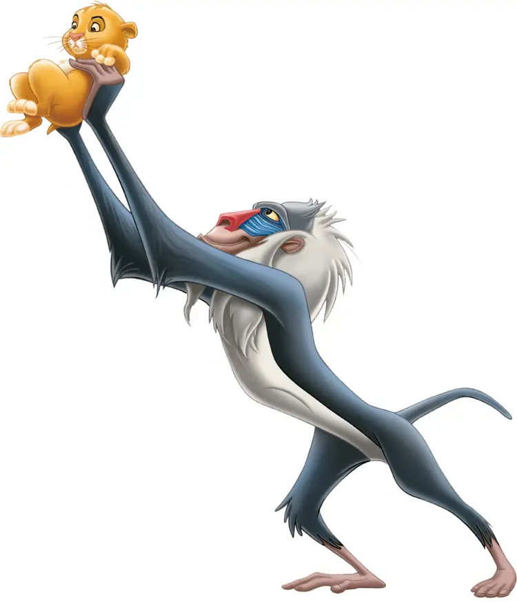 Cartoon Monkey Holding Lion Cub