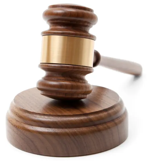 Gavel with Gold Band for Legal Proceedings