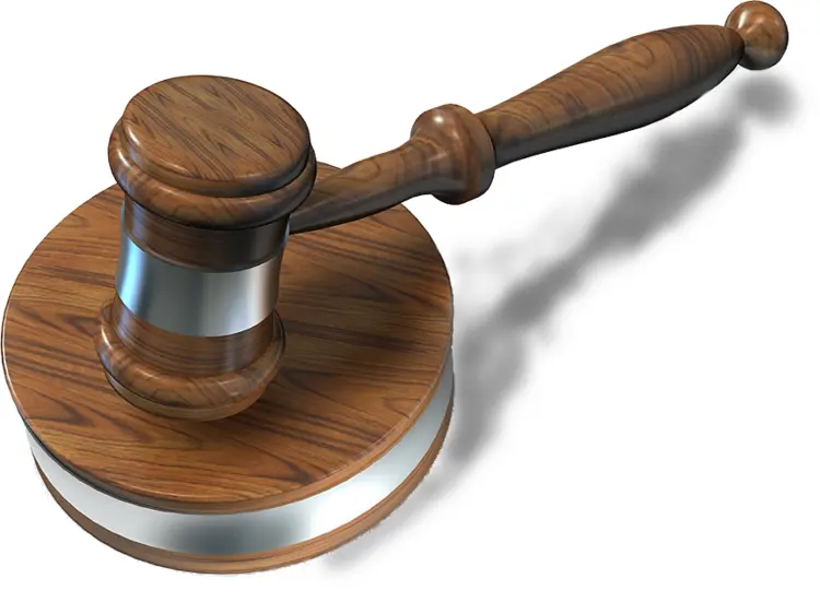 Wooden Gavel with Silver Band for Legal Use