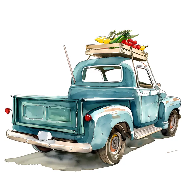 Retro Blue Pickup Truck