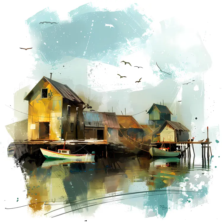 Artistic Floating Houses on Water