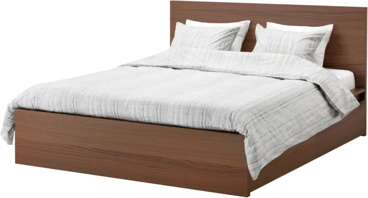 Wooden Bed with White Bedding
