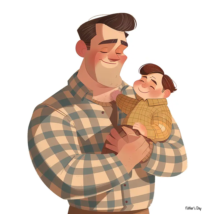Father and Son Hugging Illustration