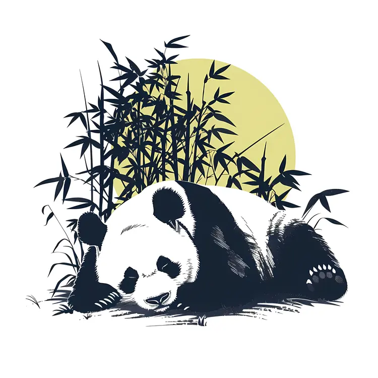 Sleeping Panda with Bamboo