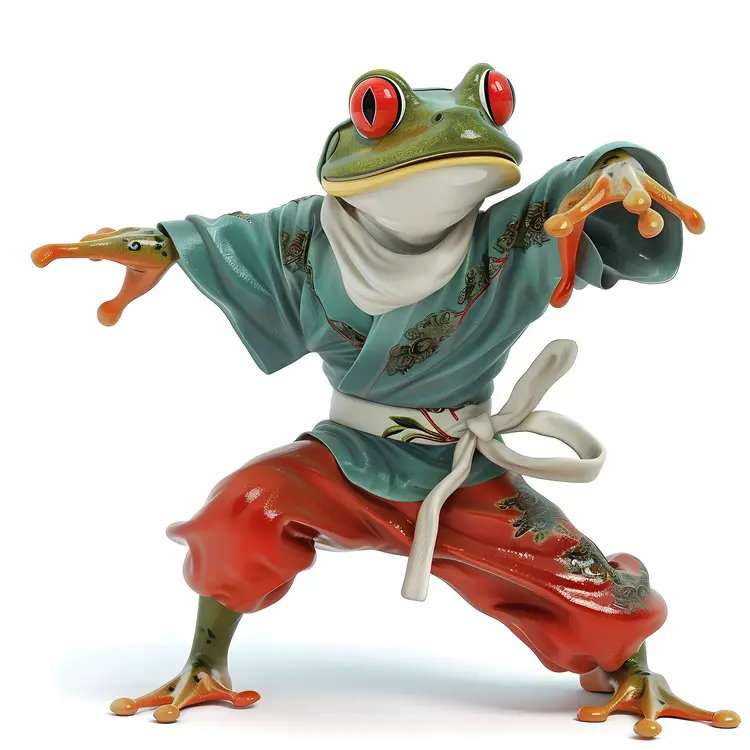 Cool frog in martial arts pose