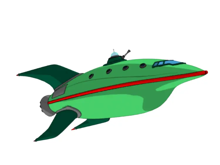 Green Spaceship in Futuristic Style