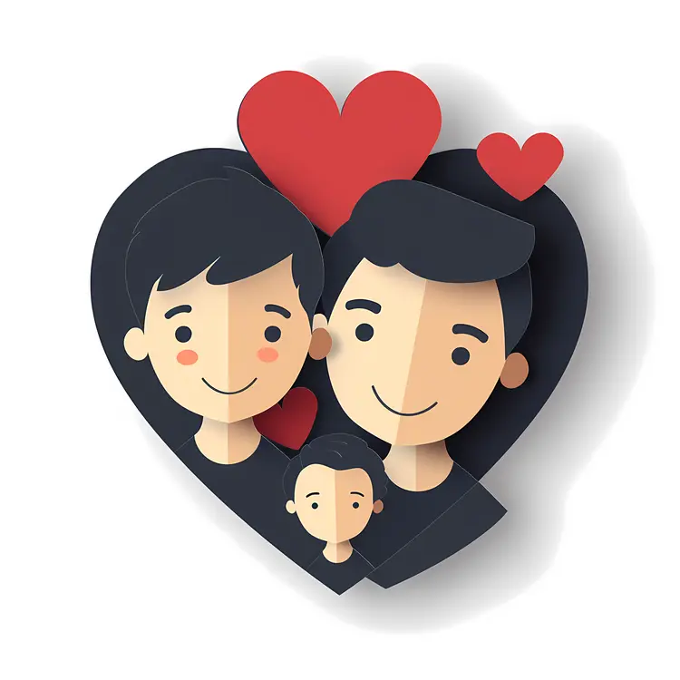 Cute Family Illustration with Hearts
