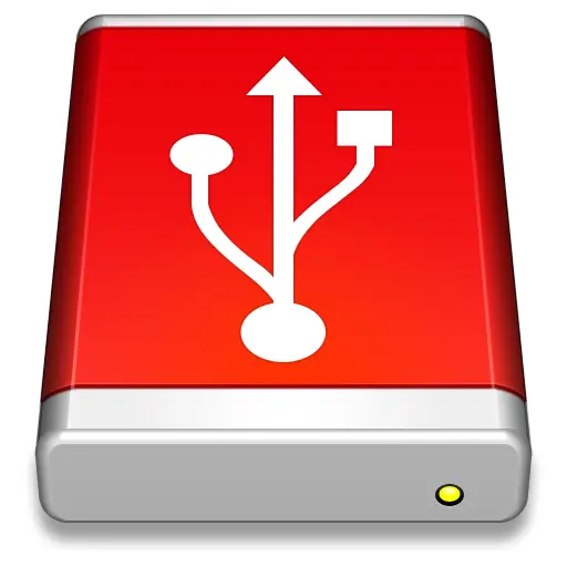 Red USB Drive Icon