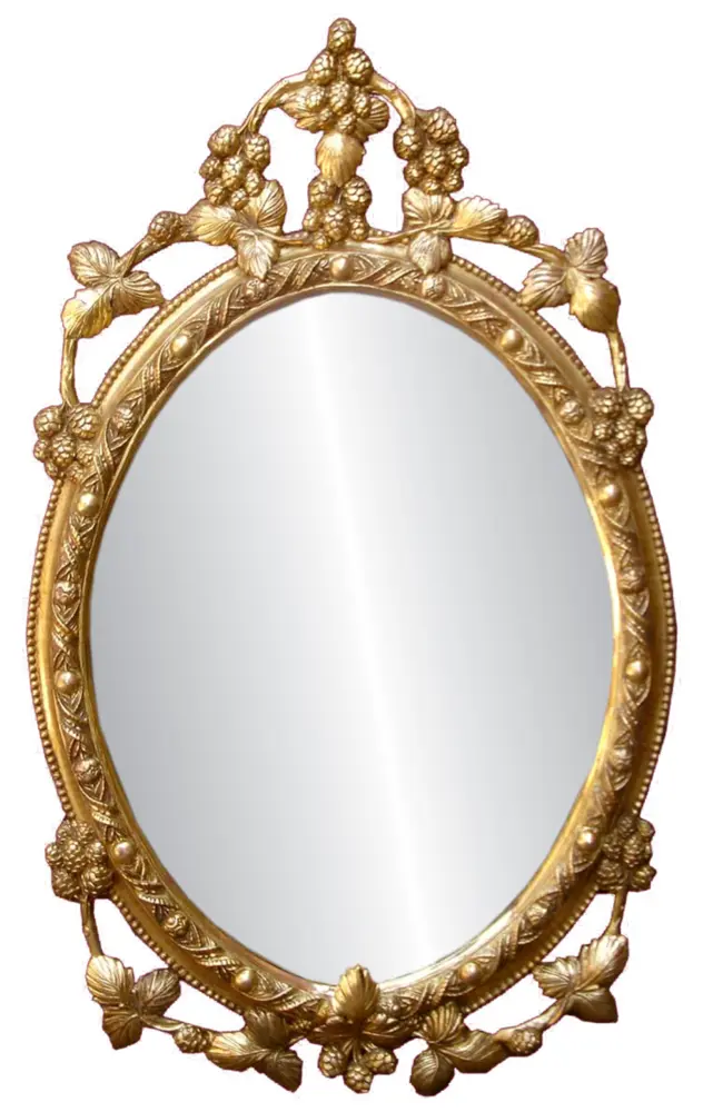 Vintage Ornate Oval Mirror with Floral Design