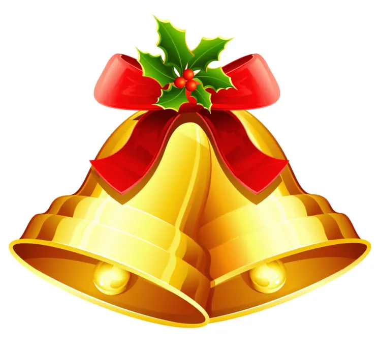 Golden Christmas Bells with Holly