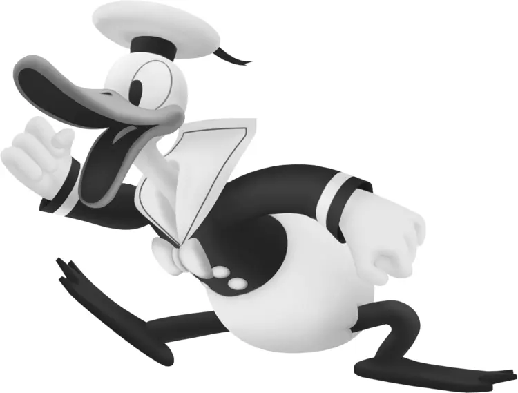 Black and White Donald Duck Running