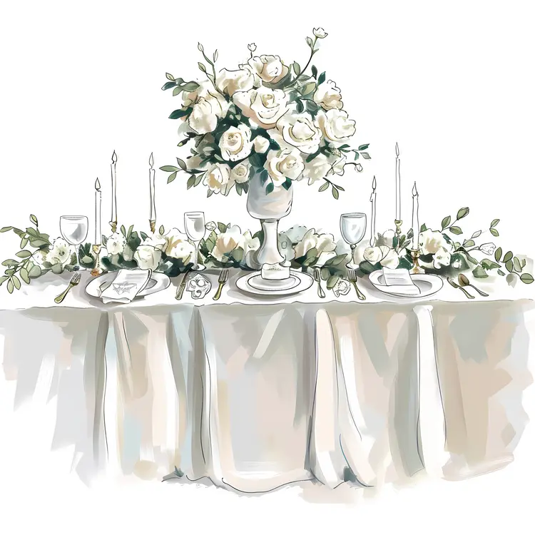 Elegant Table Setting with Flowers and Candles