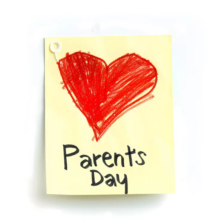 Handwritten Parents Day Note with Red Heart
