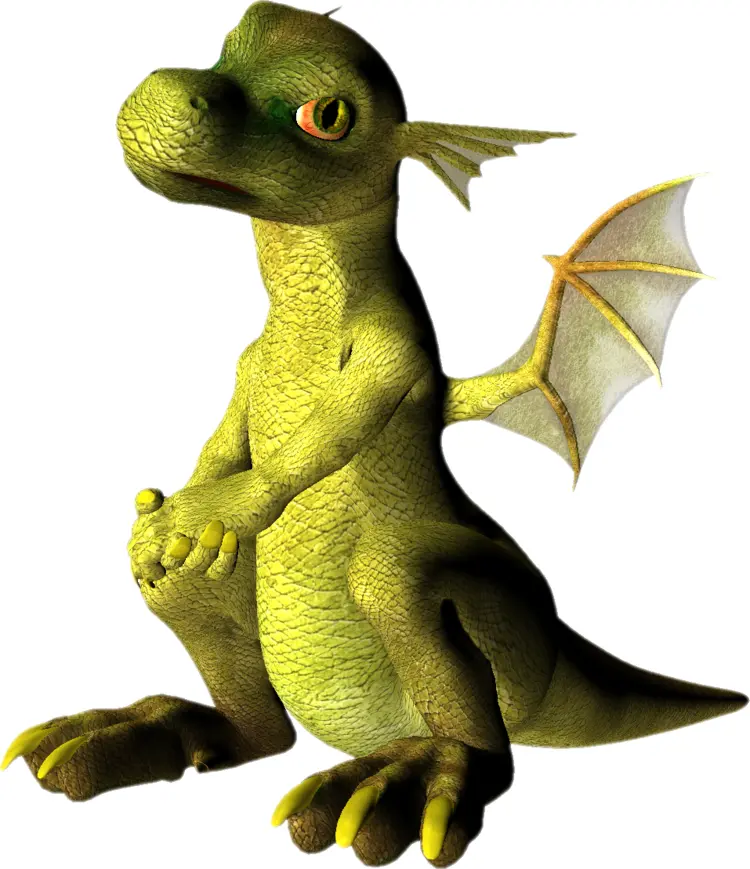 Small Cute Green Dragon Sitting