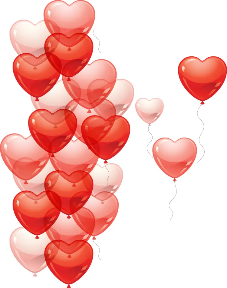 Cluster of Red and Pink Heart Balloons