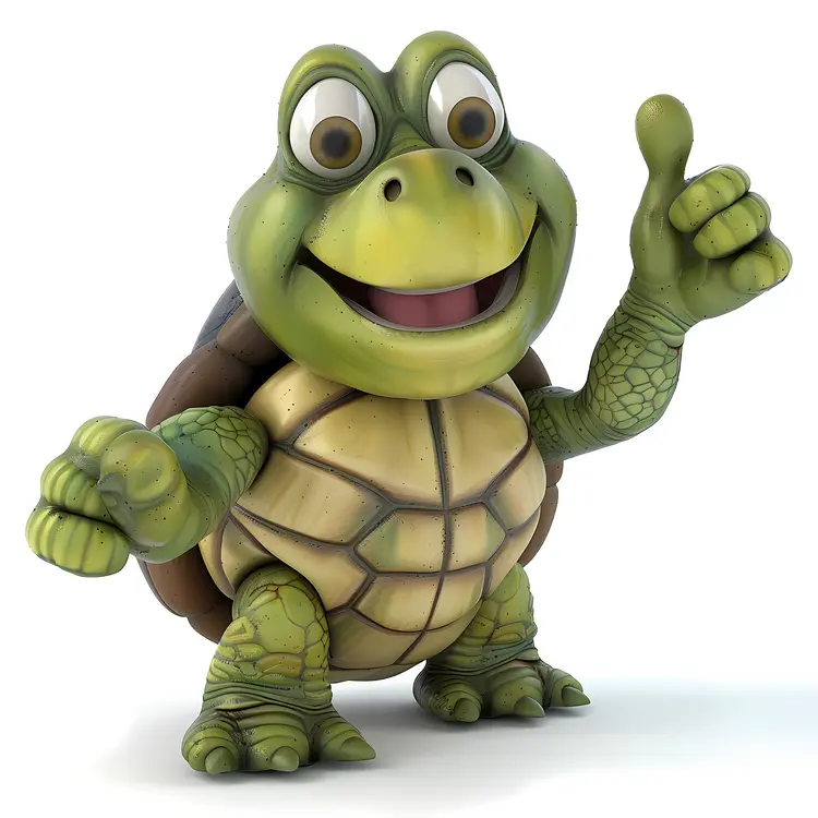 Friendly Cartoon Turtle Giving Thumbs Up