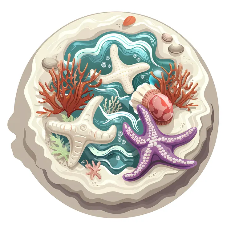 Starfish and Coral in Water