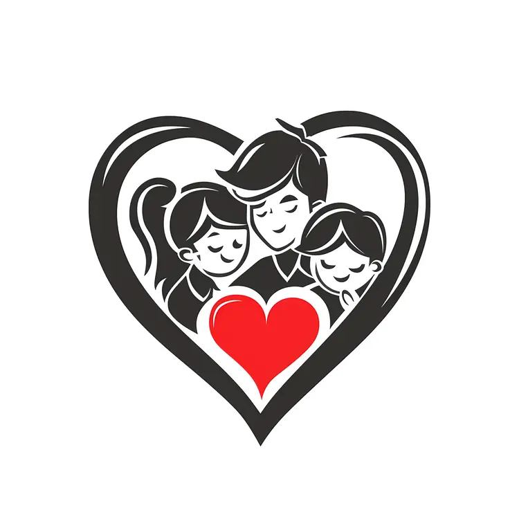 Loving Family in Heart Shape