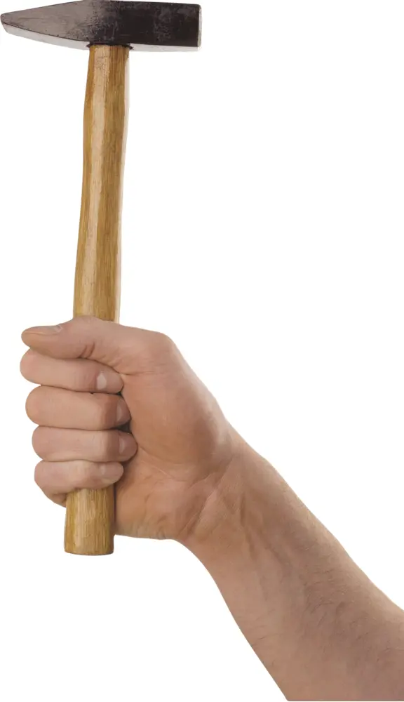 Wooden-handled Hammer in Hand