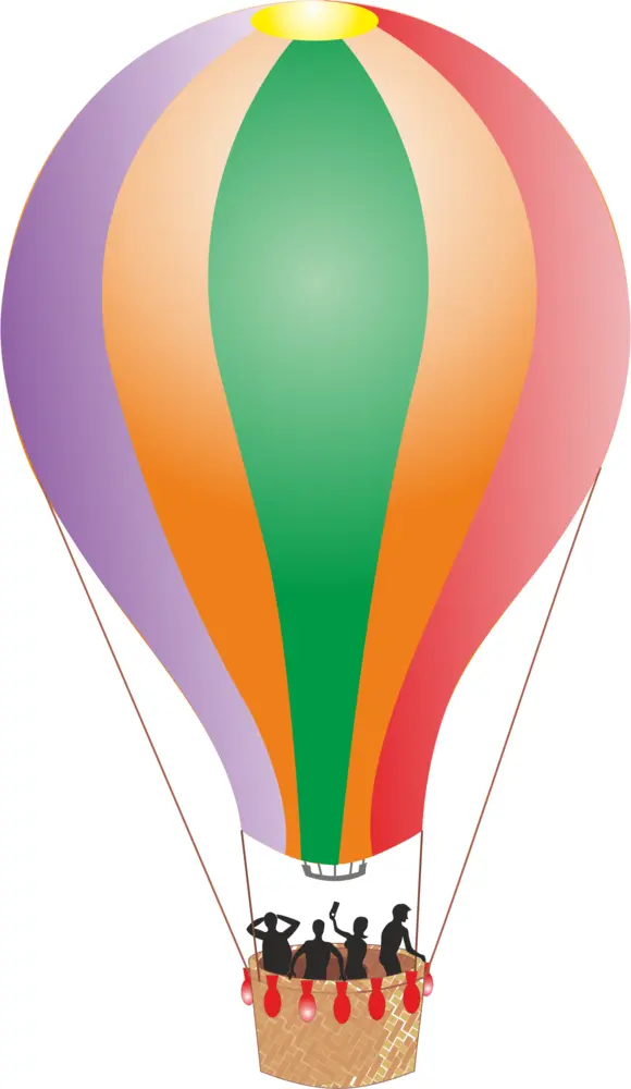 Colorful Hot Air Balloon with People