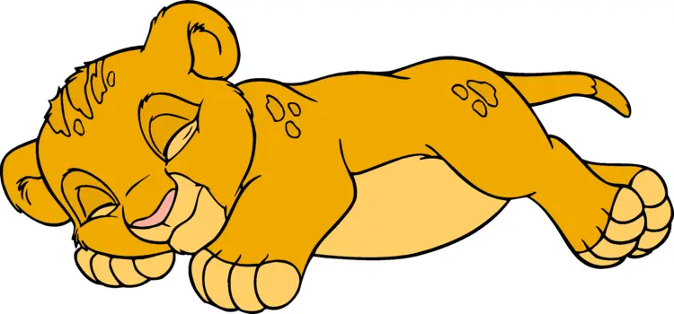 Sleeping Lion Cub in Cartoon Style
