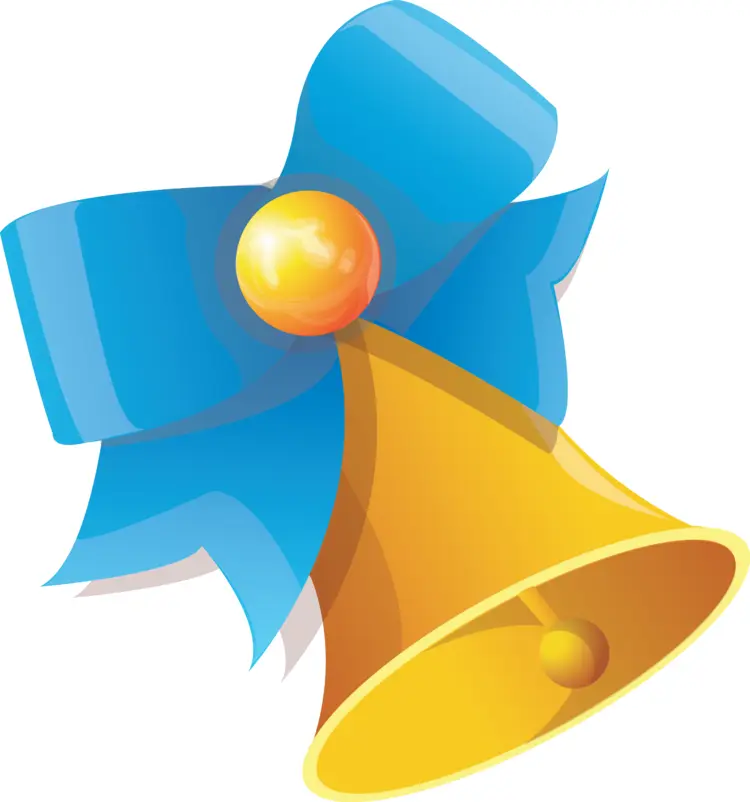 Yellow Bell with Blue Ribbon for Christmas Decoration