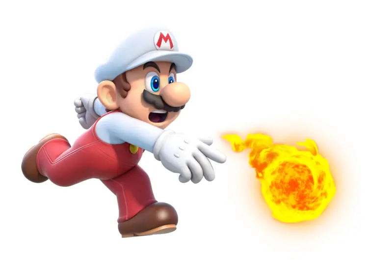 Mario Throwing Fireball in Action