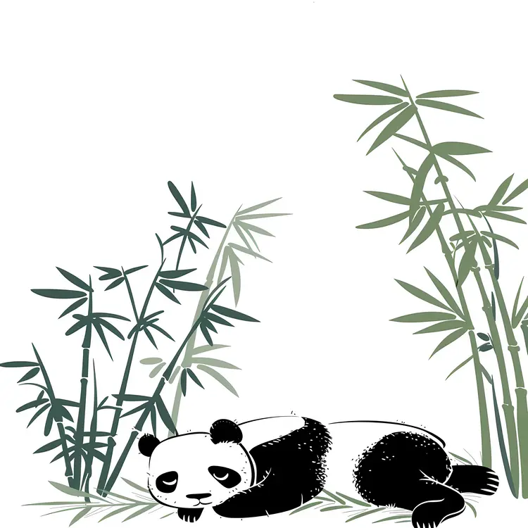 Panda Resting Among Bamboo
