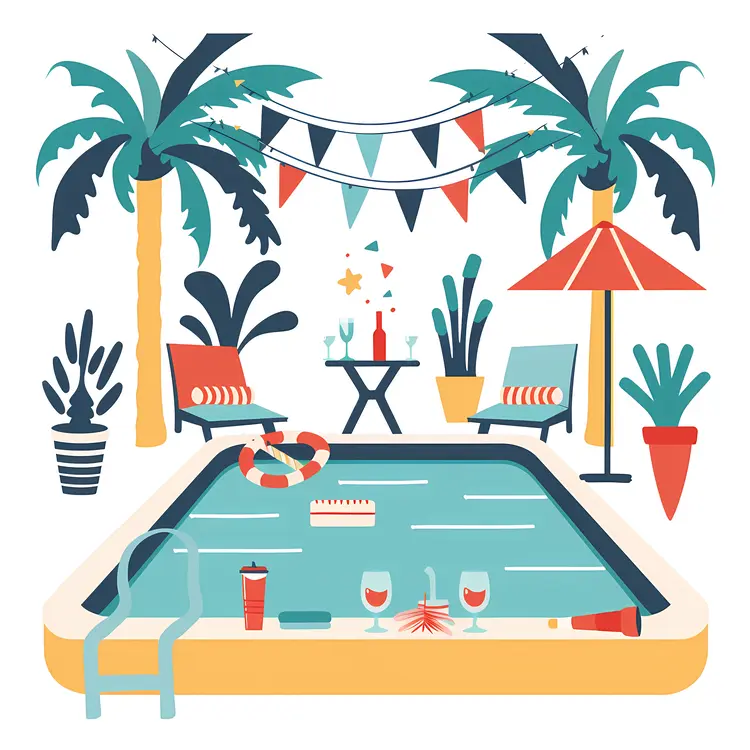 Cartoon Style Pool Party