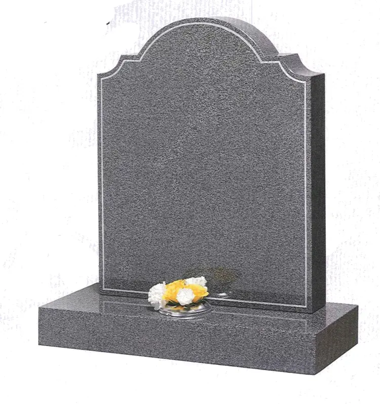 Gray Tombstone with Flowers