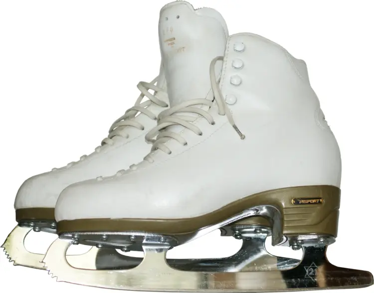 White Ice Skates with Gold Accents