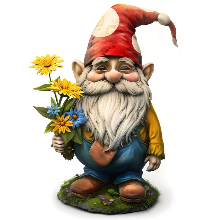 Adorable Garden Gnome with Flowers