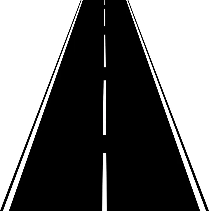 Straight Road with White Lines