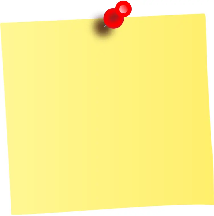 Yellow Sticky Note with Red Pin
