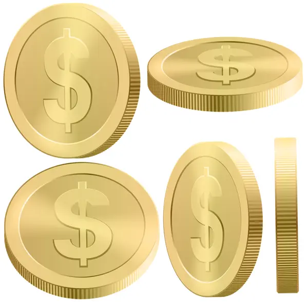 Multiple Gold Coins with Dollar Sign