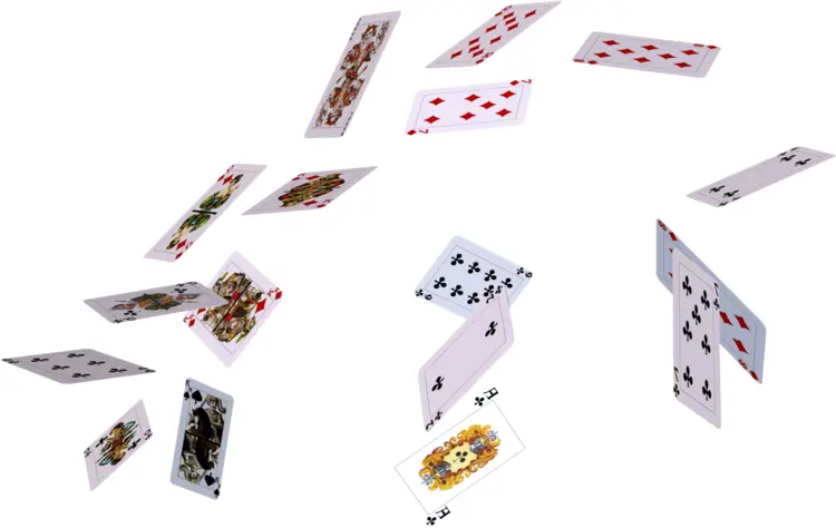 Floating Playing Cards in Motion