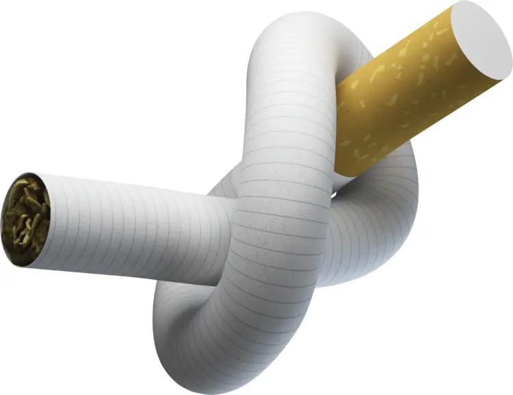 Knotted Cigarette Symbolizing Anti-Smoking