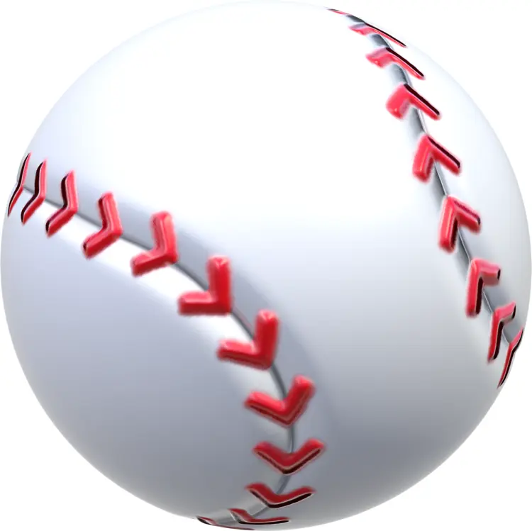 3D White Baseball with Red Stitches