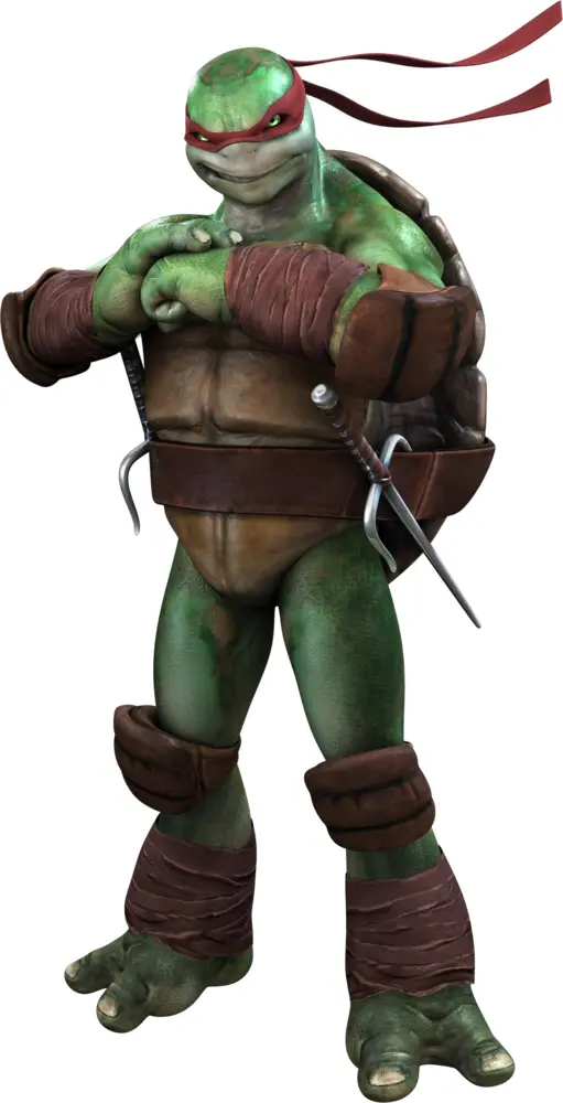 Green Turtle with Red Mask in Action Pose