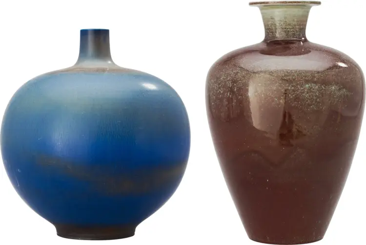 Elegant Blue and Brown Vases